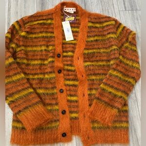 Marni Orange Striped Cardigan size 50 M